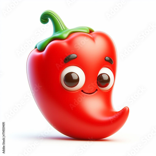 3D funny cartoon of red chili pepper. Agriculture and healthy food. AI generated