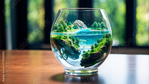 Wallpaper Mural A flower pot with nature's water and crystals inside a glass vessel. Torontodigital.ca