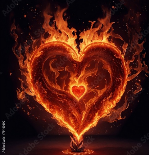 burning heart in fire