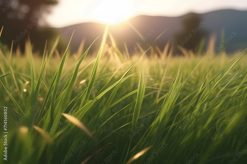 sunset in the grass. 