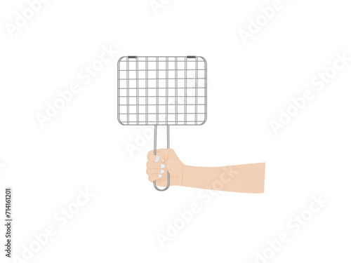 Iron grill grate on white background.