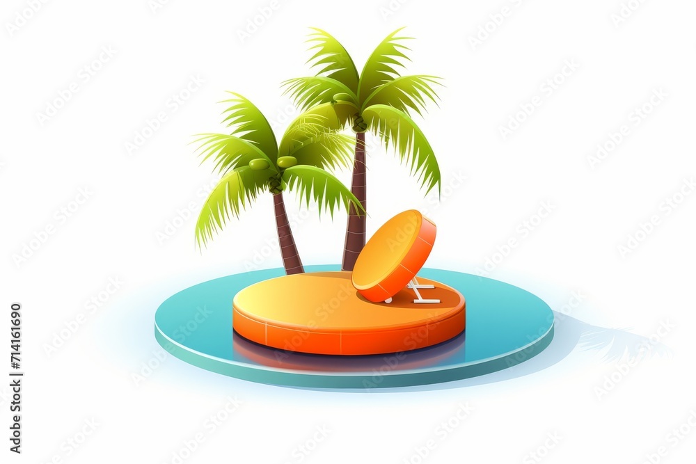 Obraz premium 3d beach vacation illustration icon