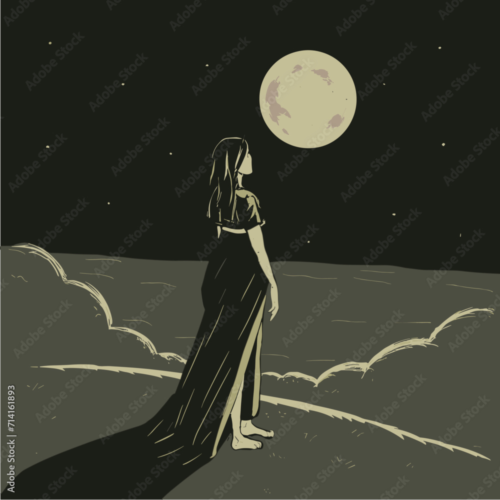 Obraz premium girl on the moon