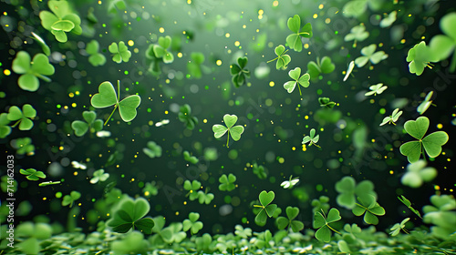 Clover confetti border on the transparent background concept of happy St. patrick's day.