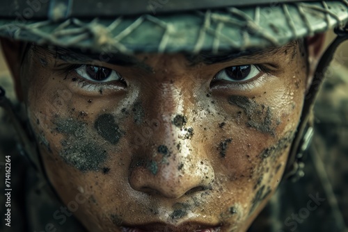 Modern soldier of Philippines close up. Philippines soldier. realistic detailed photography texture