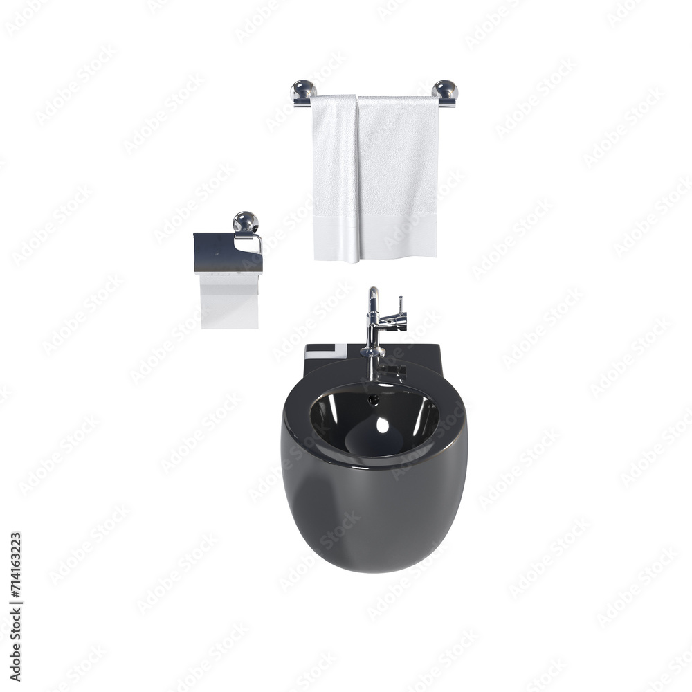 Lavatory pan isolated on a transparent background, bidet, 3D illustration, and CG render Lavatory pan isolated on a transparent background, bidet, 3D illustration, and CG render