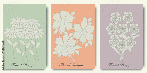 Trendy floral branch and minimalist flowers. Minimalist Trendy Contemporary Floral Design Perfect for Wall Art, Prints, Social Media, Posters, Invitations, Branding Design