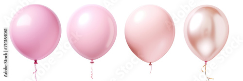 Collection of pink balloons, isolated on transparent or white background photo