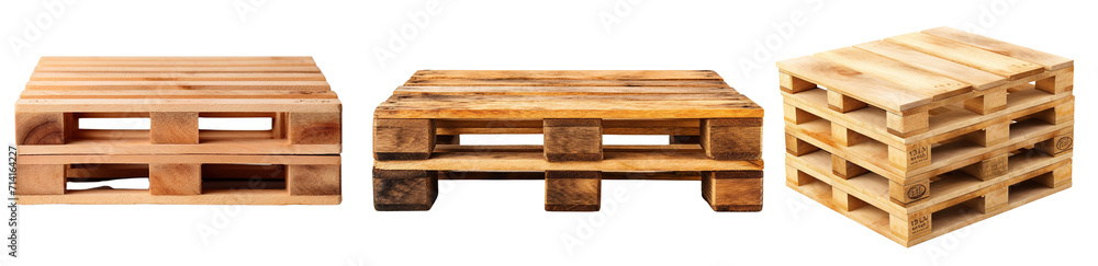 Collection of wooden pallets isolated on transparent or white background Collection of wooden pallets isolated on transparent or white background