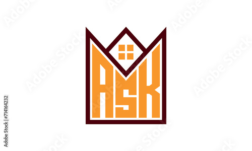 ASK initial letter real estate builders logo design vector. construction ,housing, home marker, property, building, apartment, flat, compartment, business, corporate, house rent, rental, commercial 