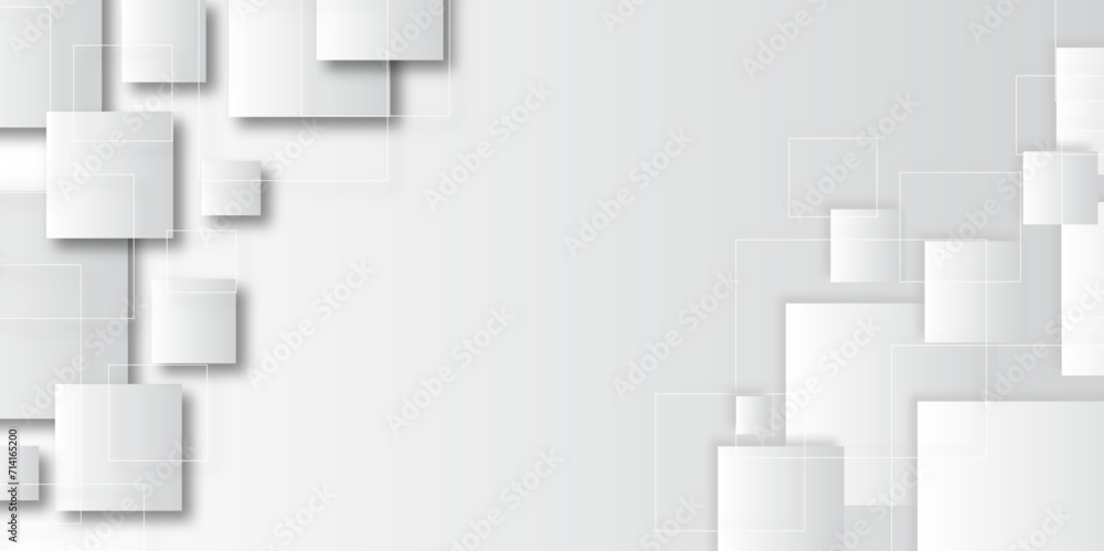 multiple white paper overlap on the gray background with silver color square pattern on banner with shadow. creative geometric rectangle pattern texture. vector illustration Minimalist, trendy design. multiple white paper overlap on the gray background with silver color square pattern on banner with shadow. creative geometric rectangle pattern texture. vector illustration Minimalist, trendy design.