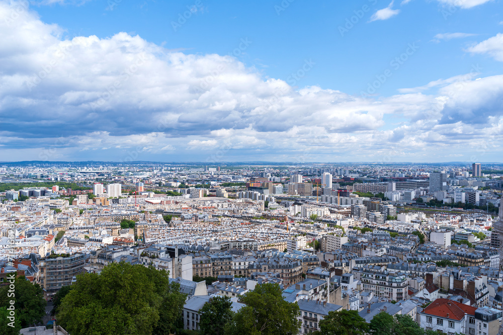 high elevation view from basilica dome overlooking paris 