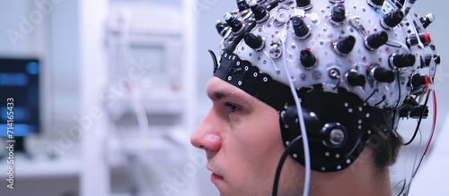Clinic test for brain activity using EEG. photo