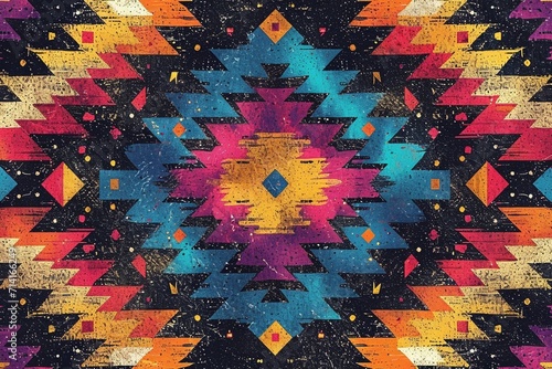 Navajo Reverie: Colorful Southwestern Aztec Pattern in Repeatable Image for a Vibrant Display photo