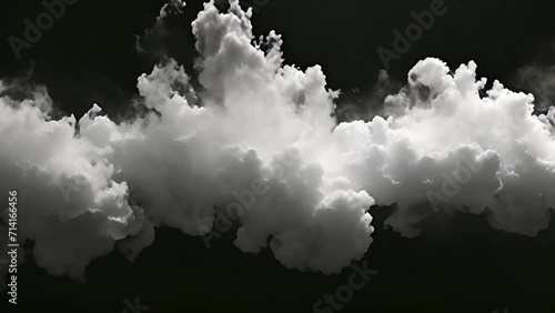 White ink flowing transition on black background. White smoke,paint animation abstract background. Splatter wave dark background design photo