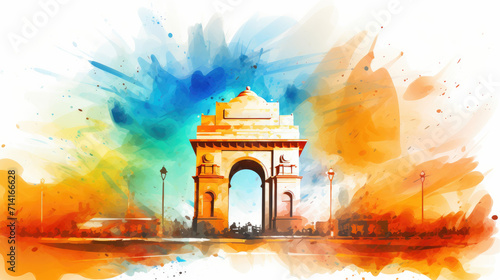 India Independence Day Design, India Gate 15 August. Generative ai