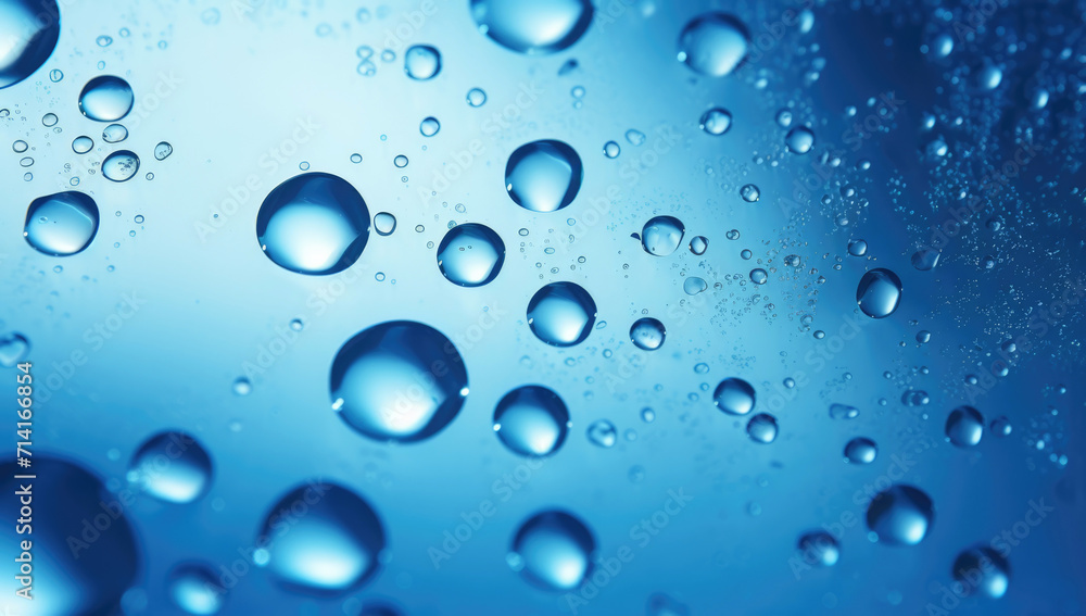 Close-Up of Water Droplets on Blue Surface Close-Up of Water Droplets on Blue Surface