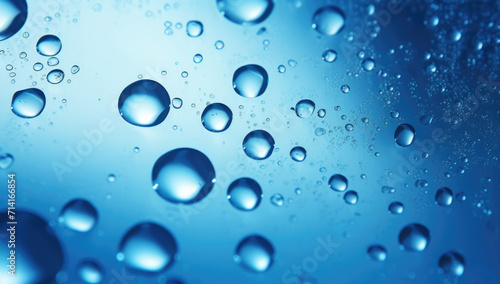 Wallpaper Mural Close-Up of Water Droplets on Blue Surface Torontodigital.ca
