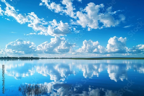 beautiful lake and blue clouds