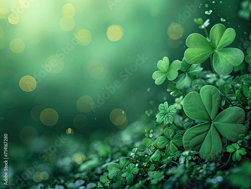 Green St. Patrick day background. Holiday greeting card. Saint patrick day.