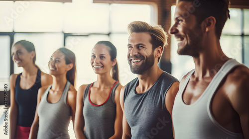 Fitness Community: Group of People Exercising Together in Gym