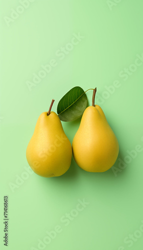 Juicy ripe pears and a fresh apple on a white background  a delicious and healthy fruit assortment