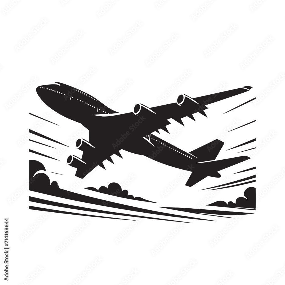 Ascend to the skies: Dynamic airplane silhouette, a perfect illustration of airborne grace - airplane vector airplane silhouette - airplane illustration
