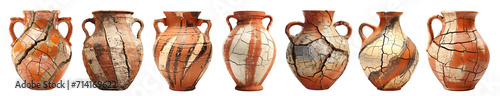 Set of ancient amphoras, cut out photo