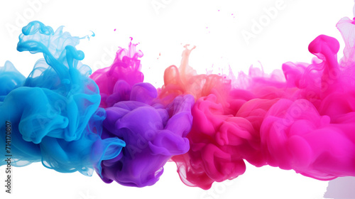  A stunning capture of colorful smoke billowing gracefully, creating a dynamic and visually striking scene on a white surface