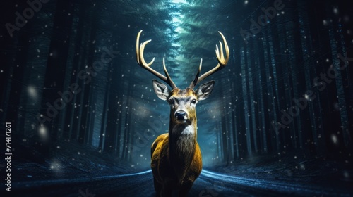 A beautiful deer stands confidently amidst a lush forest, showcasing the wonders of nature © NK