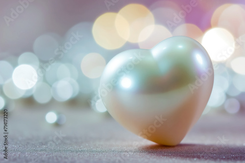 heart shaped pearl stone with bokeh background