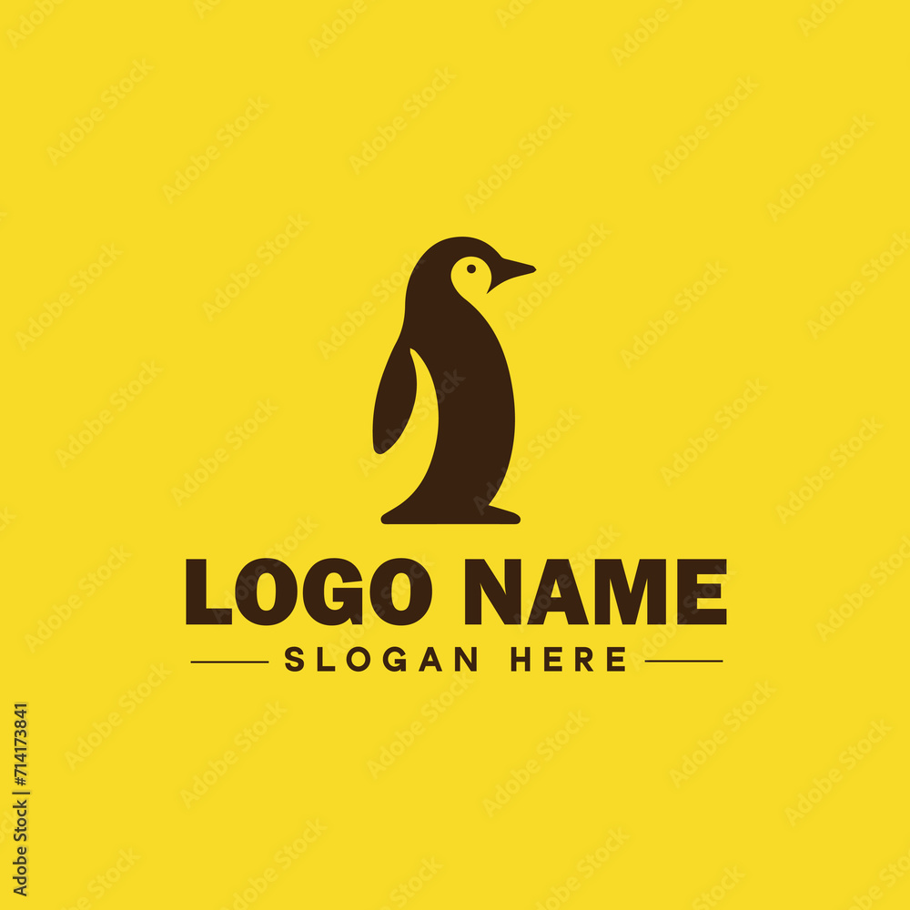 Naklejka premium penguin logo and icon clean flat modern minimalist business and luxury brand logo design editable vector