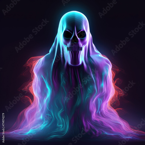 Isolated neon color ghost