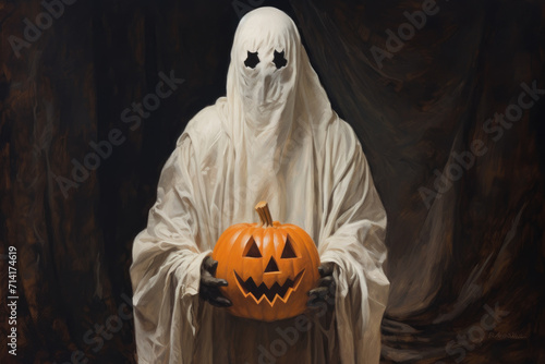 Jack o lantern and white ghost © LFK