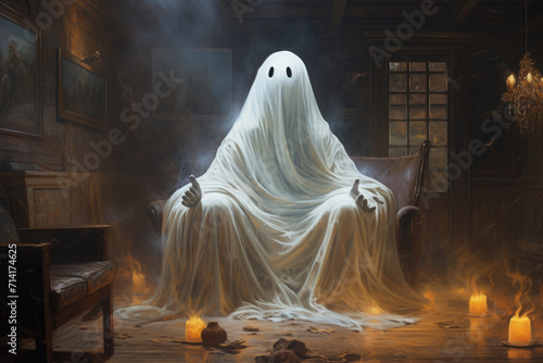 Jack o lantern and white ghost