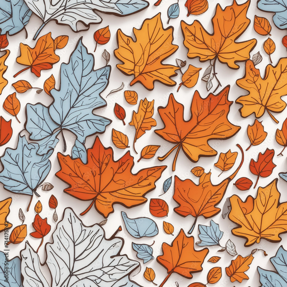 colorful pattern with leaves - Thin outline art of a cute color vector