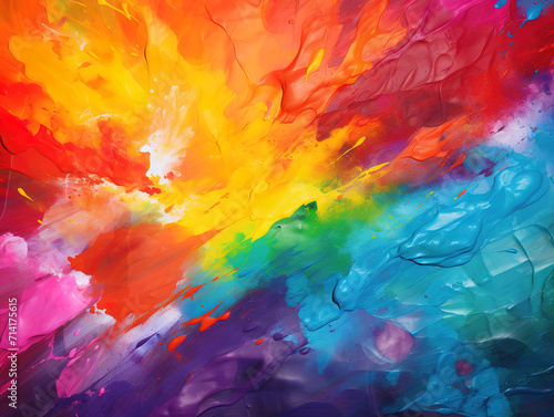 Background image of vibrant rainbow flag in paint with smudges