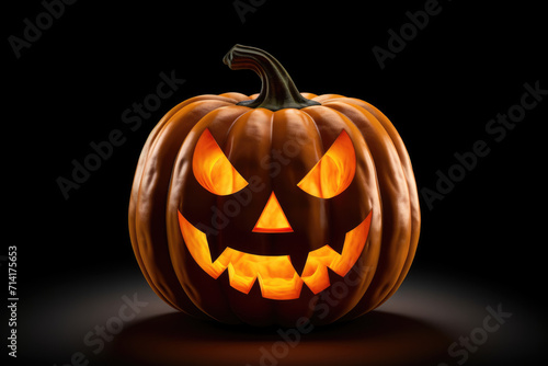 Jack o lantern pumpkin faces yellow lights background