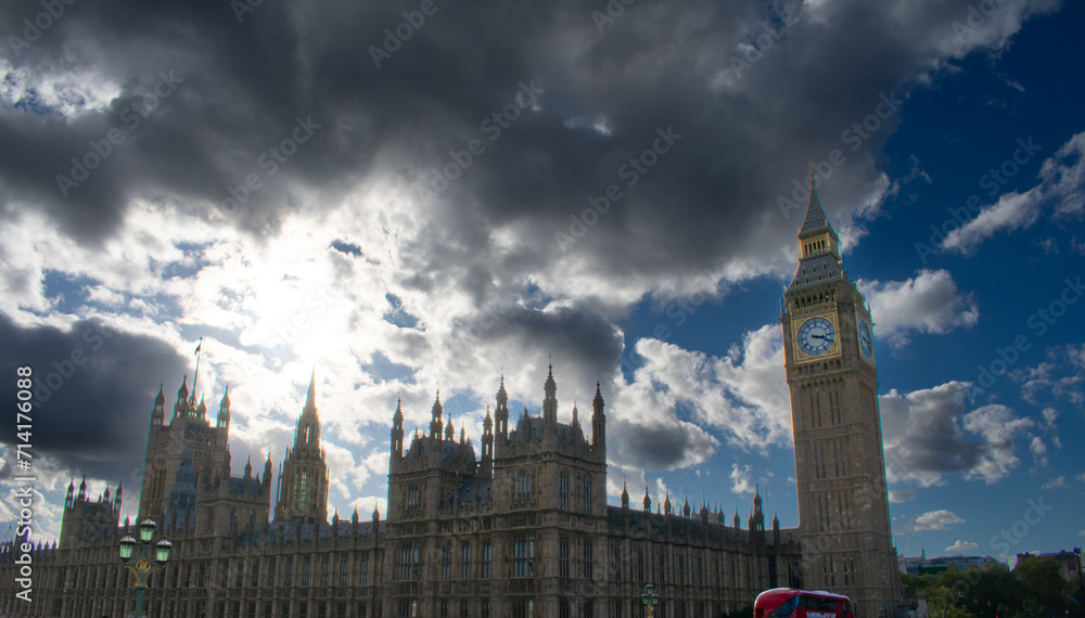 Naklejka premium Big Ben Clock tower from across the Thames river. UK, London