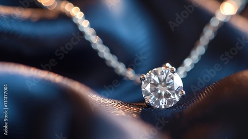 A close-up photograph of a diamond necklace