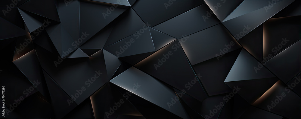 Fototapeta premium Black geometric abstract with shine lines.