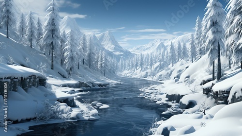 A journey to the heart of winter mountain with beautiful nature © FantasyDreamArt