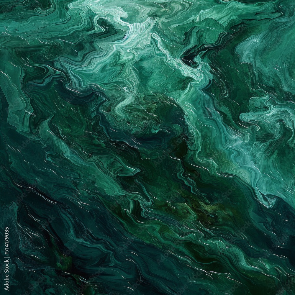 Abstract Painting of Green and Black Colors