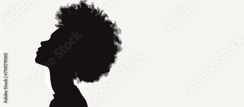 African American History template with a black woman silhouette on white background, representing Black Lives Matter, Juneteenth, and Afro American Freedom. photo