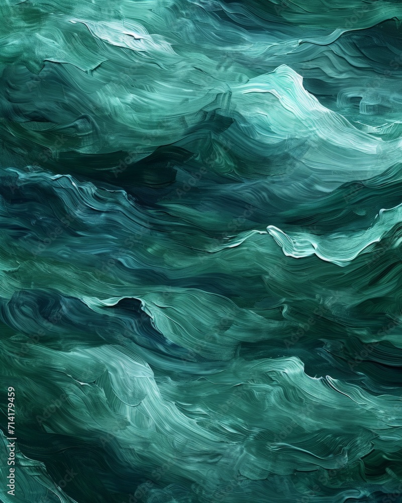 Green and Blue Waves Crash in Ocean Green and Blue Waves Crash in Ocean