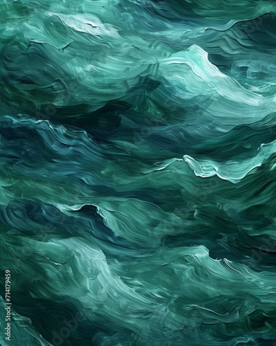 Green and Blue Waves Crash in Ocean © BrandwayArt