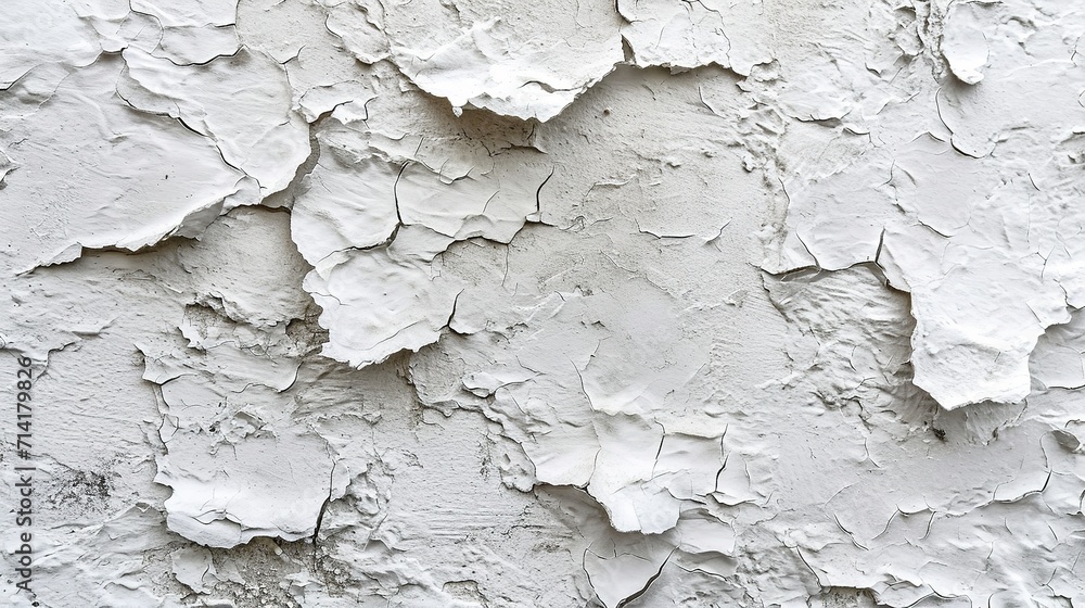 Peeling wallpaper and an outdated wall texture painting with white
