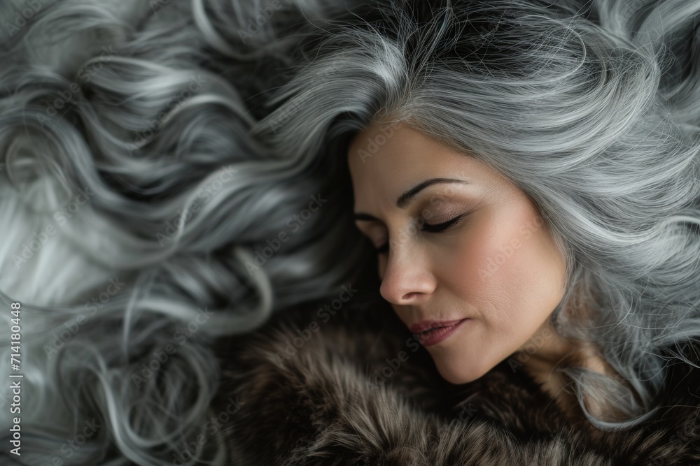 Elegant Woman With Grey Hair and Fur Coat Elegant Woman With Grey Hair and Fur Coat