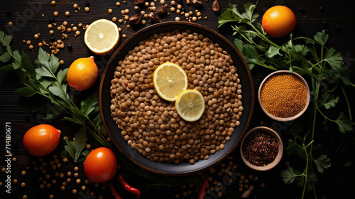 Lentils among spices and legumes
