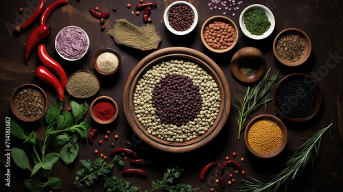 Lentils among spices and legumes